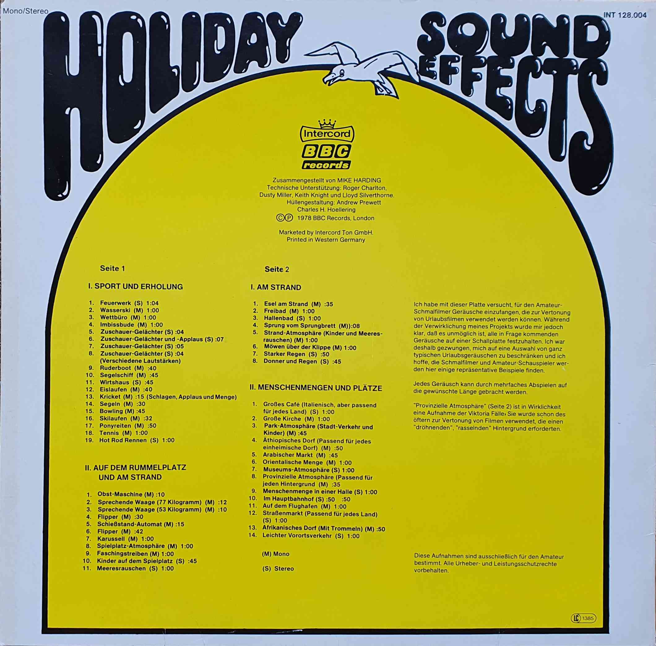 Picture of INT 128.004 Sound effects - Holiday sounds by artist Various from the BBC records and Tapes library